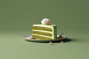 抹茶蛋糕美食甜品摄影图