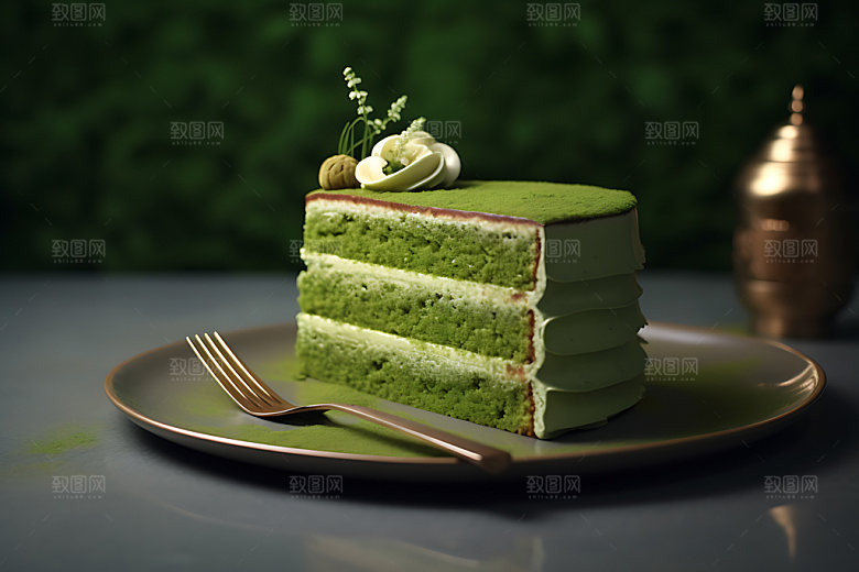 抹茶蛋糕静物甜品摄影图