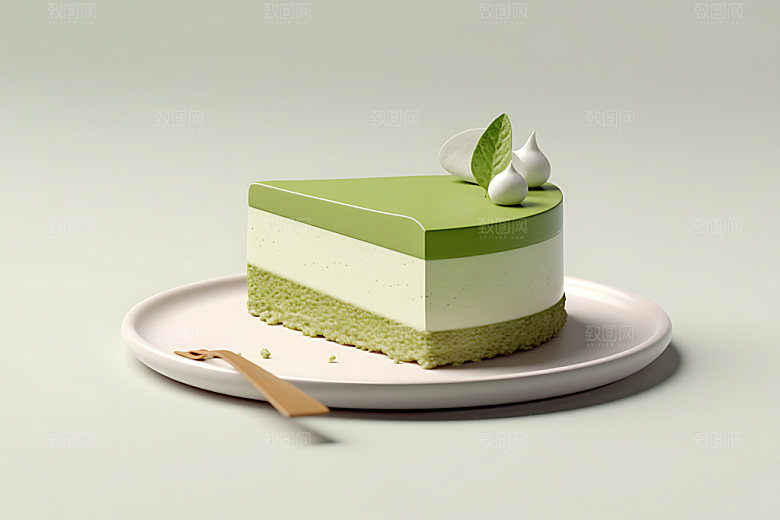 抹茶蛋糕点心美食摄影图