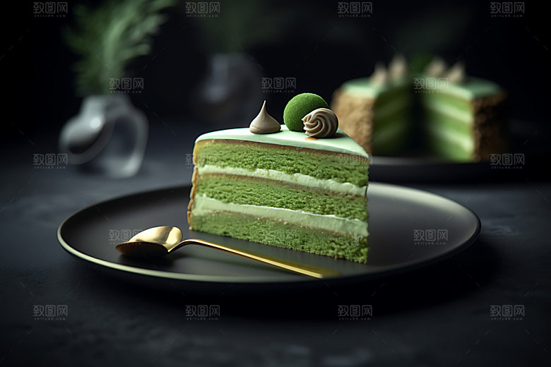 抹茶蛋糕美食高清摄影图