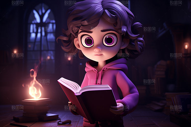 魔法书和儿童万圣节立体模型