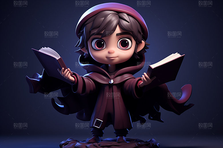魔法书和儿童立体卡通模型