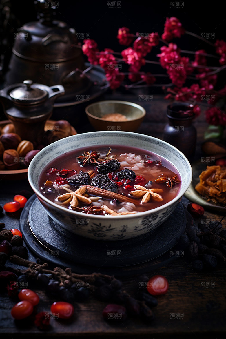 蘑菇菌汤高清野味摄影图