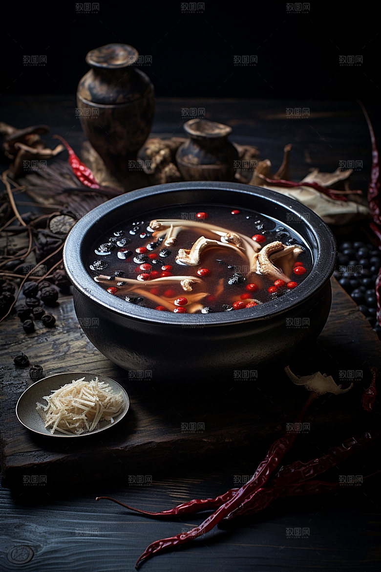 蘑菇菌汤美食料理摄影图