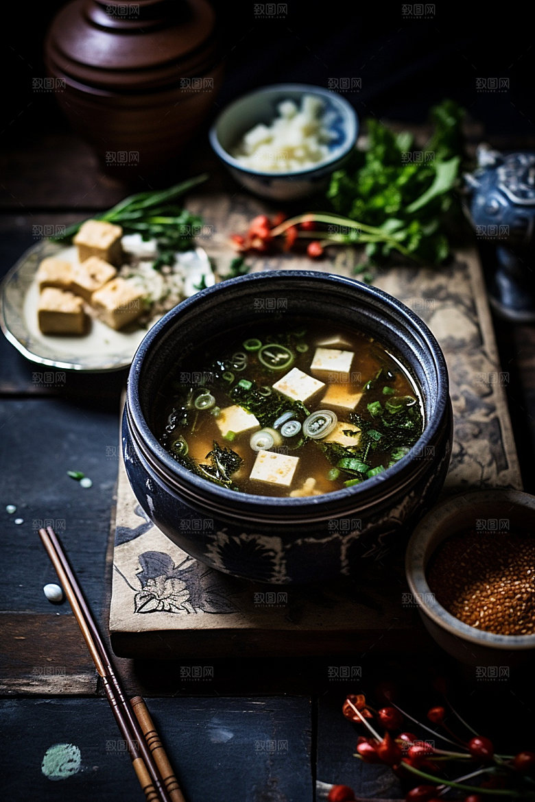 蘑菇菌汤素菜高清摄影图