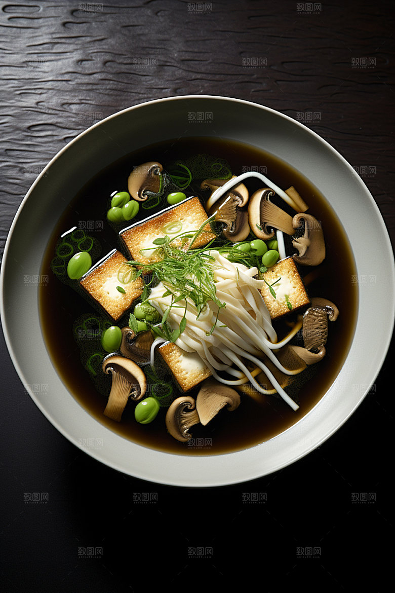 蘑菇菌汤山珍素菜摄影图