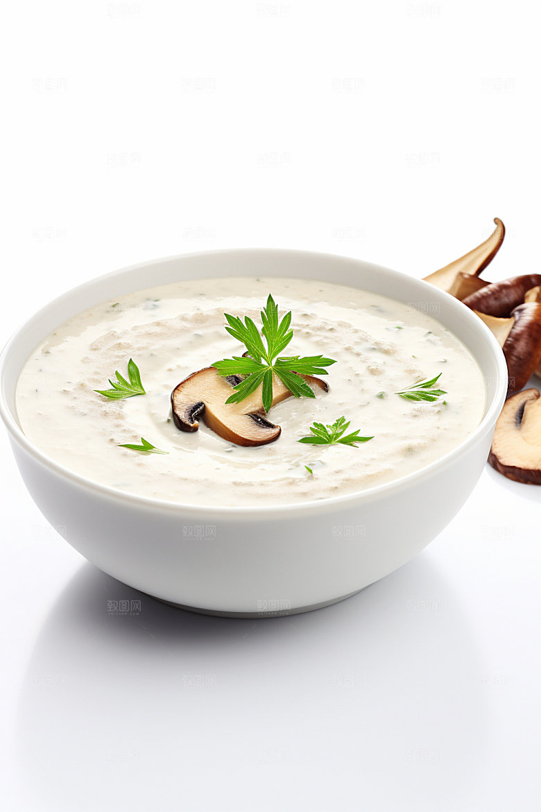 蘑菇菌汤美味料理摄影图