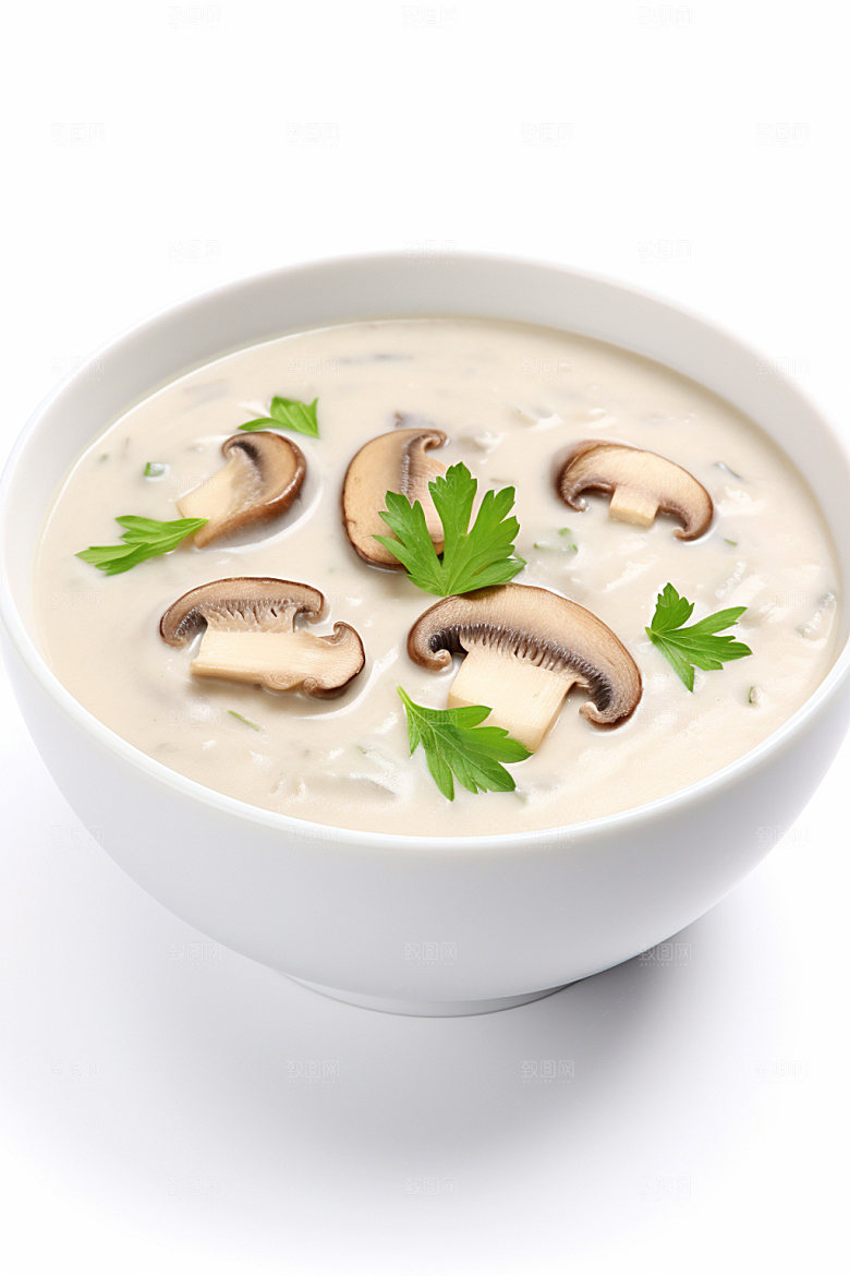 蘑菇菌汤素菜料理摄影图