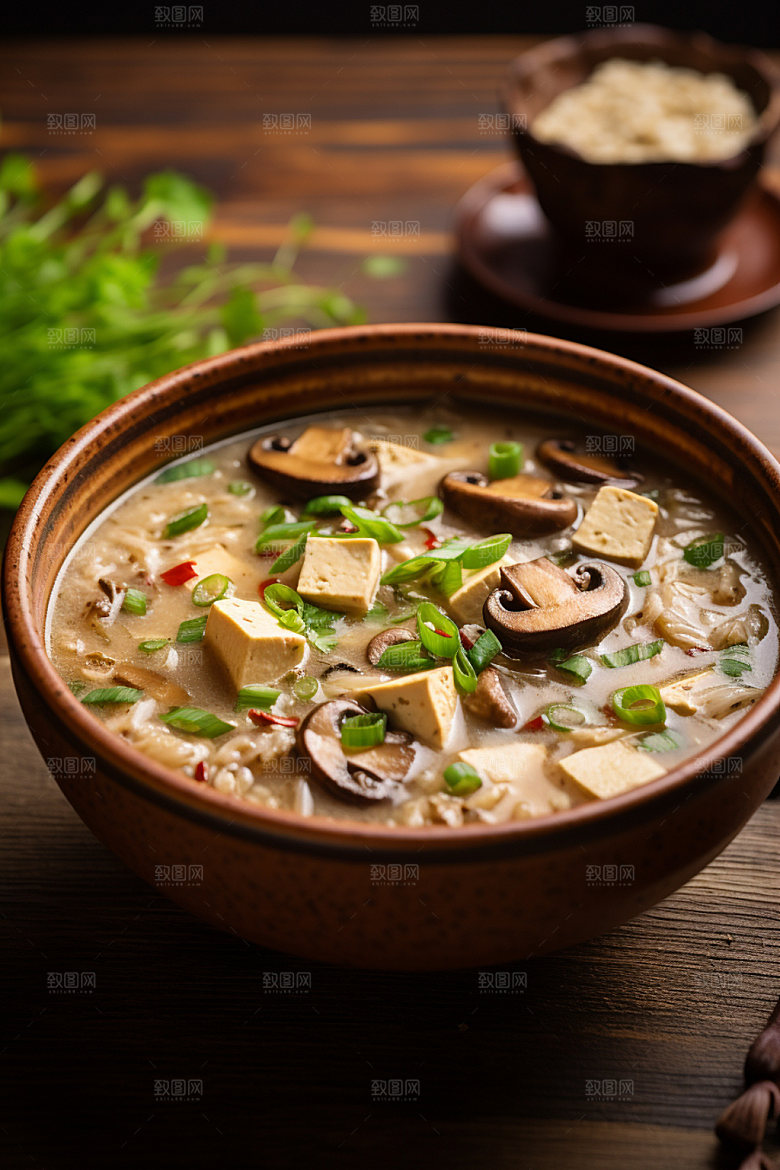 蘑菇菌汤美食高清摄影图