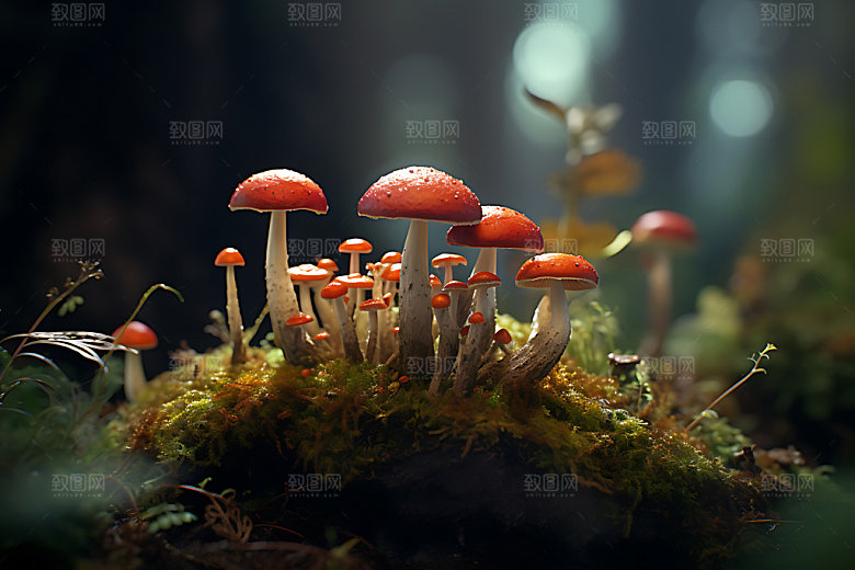蘑菇森林植物摄影图