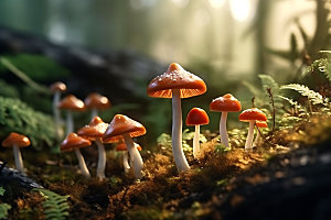 蘑菇森林微距摄影图