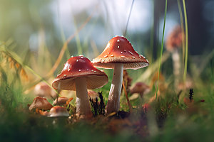 蘑菇微距自然摄影图