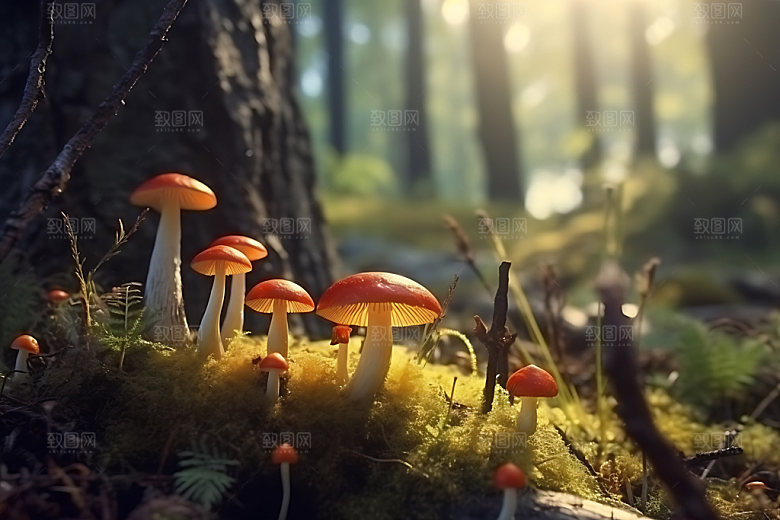 蘑菇森林植物摄影图