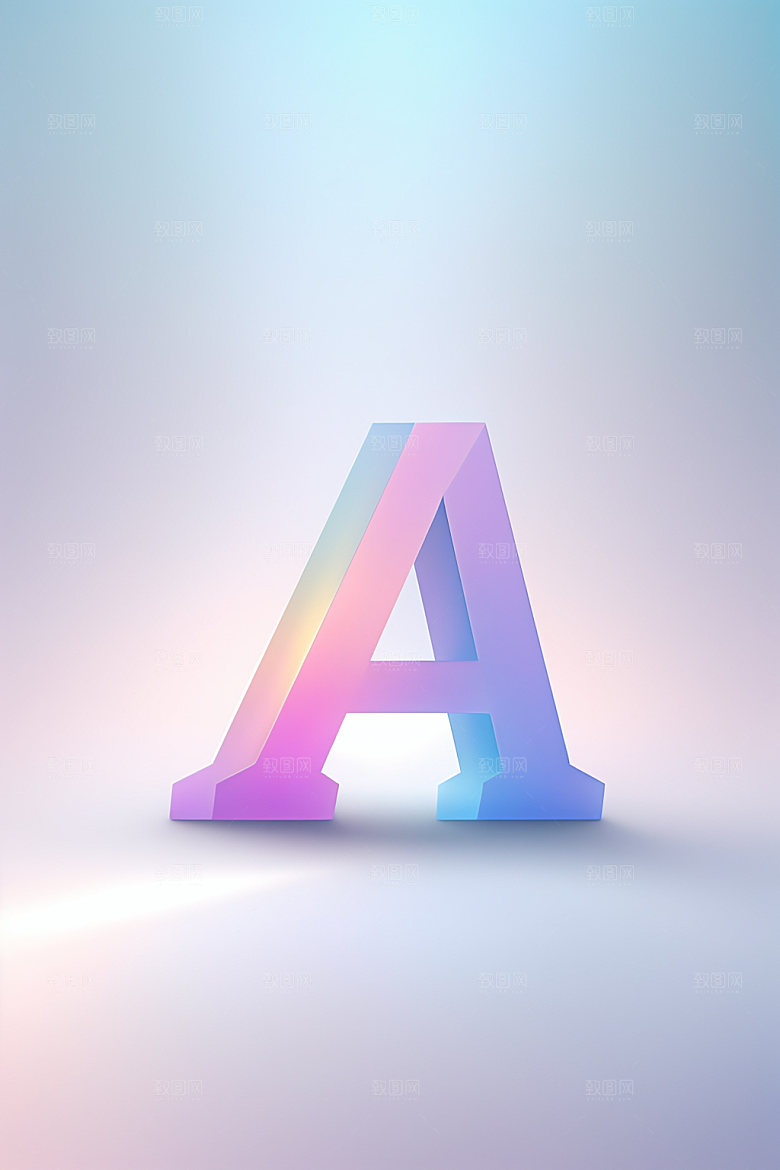 磨砂玻璃字母3D彩色艺术字