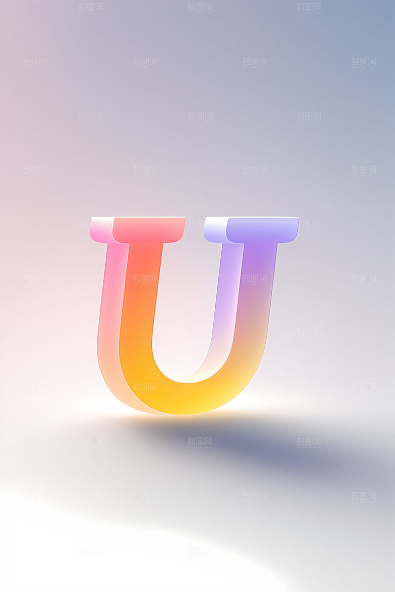 磨砂玻璃字母3D创意艺术字