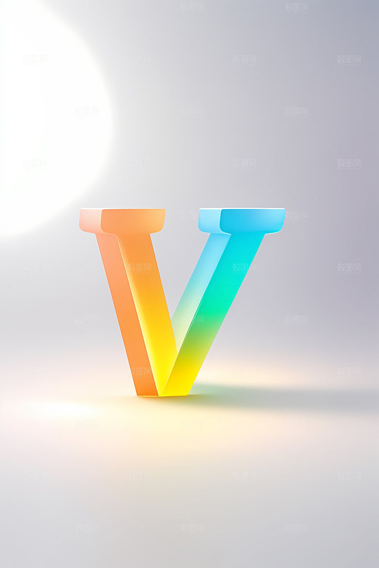 磨砂玻璃字母英文清爽艺术字