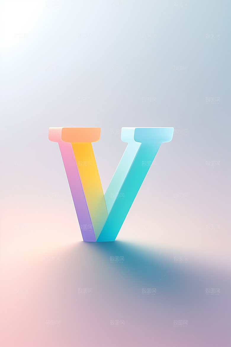 磨砂玻璃字母彩色3D艺术字