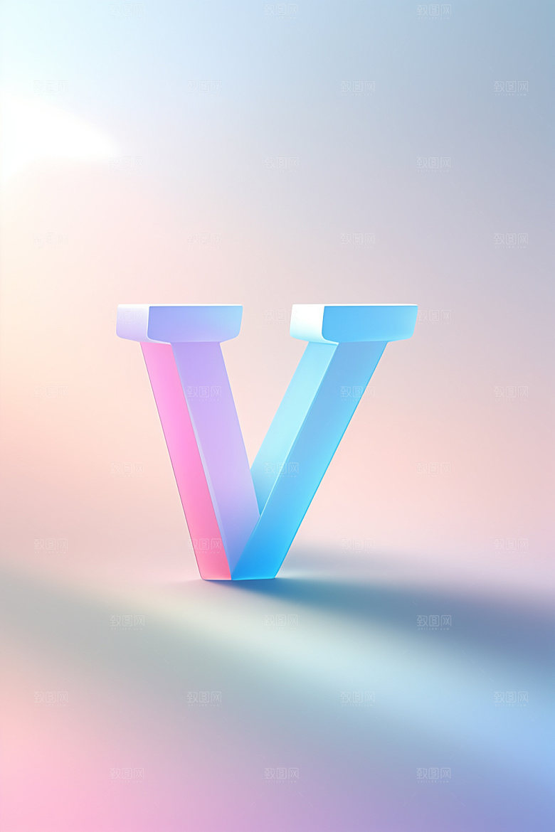 磨砂玻璃字母清爽3D艺术字