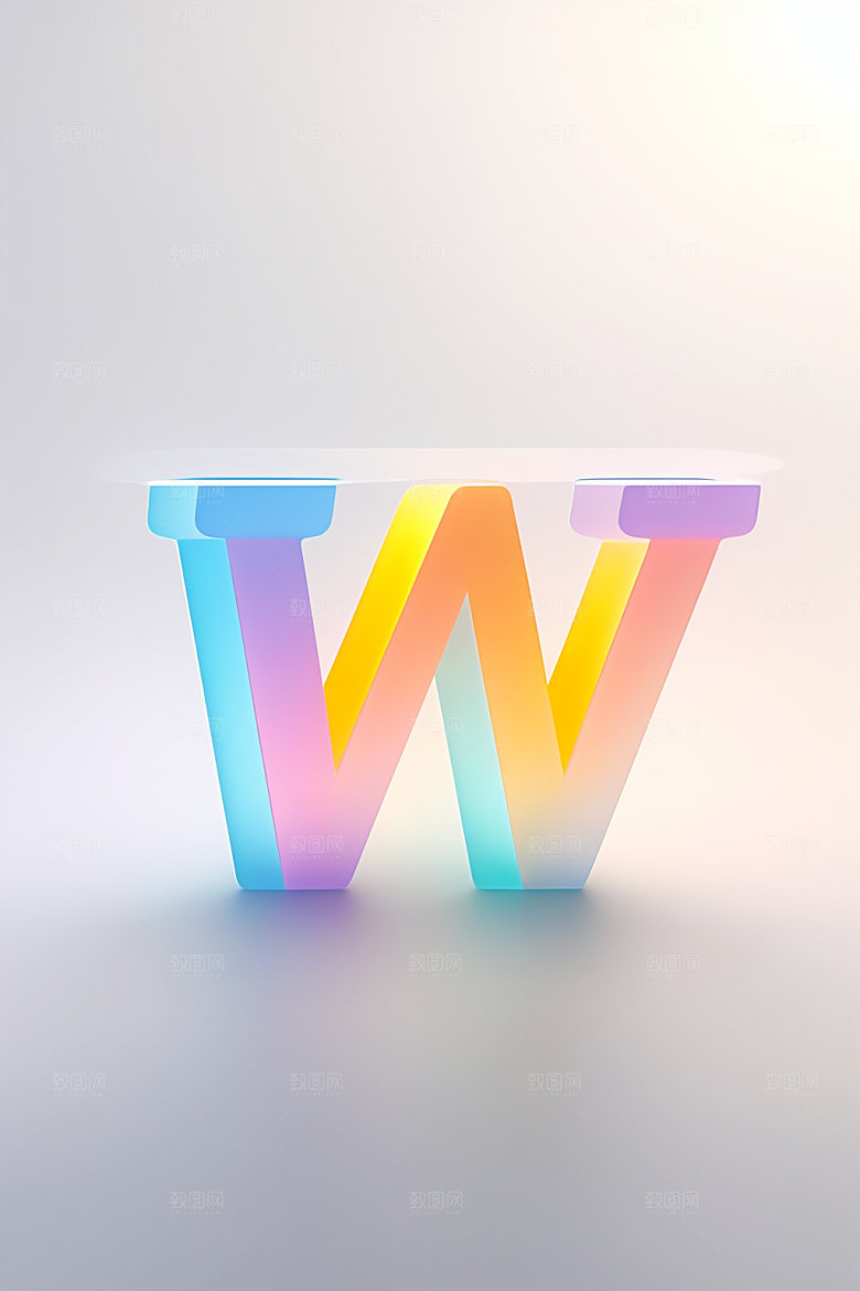 磨砂玻璃字母3D彩色艺术字