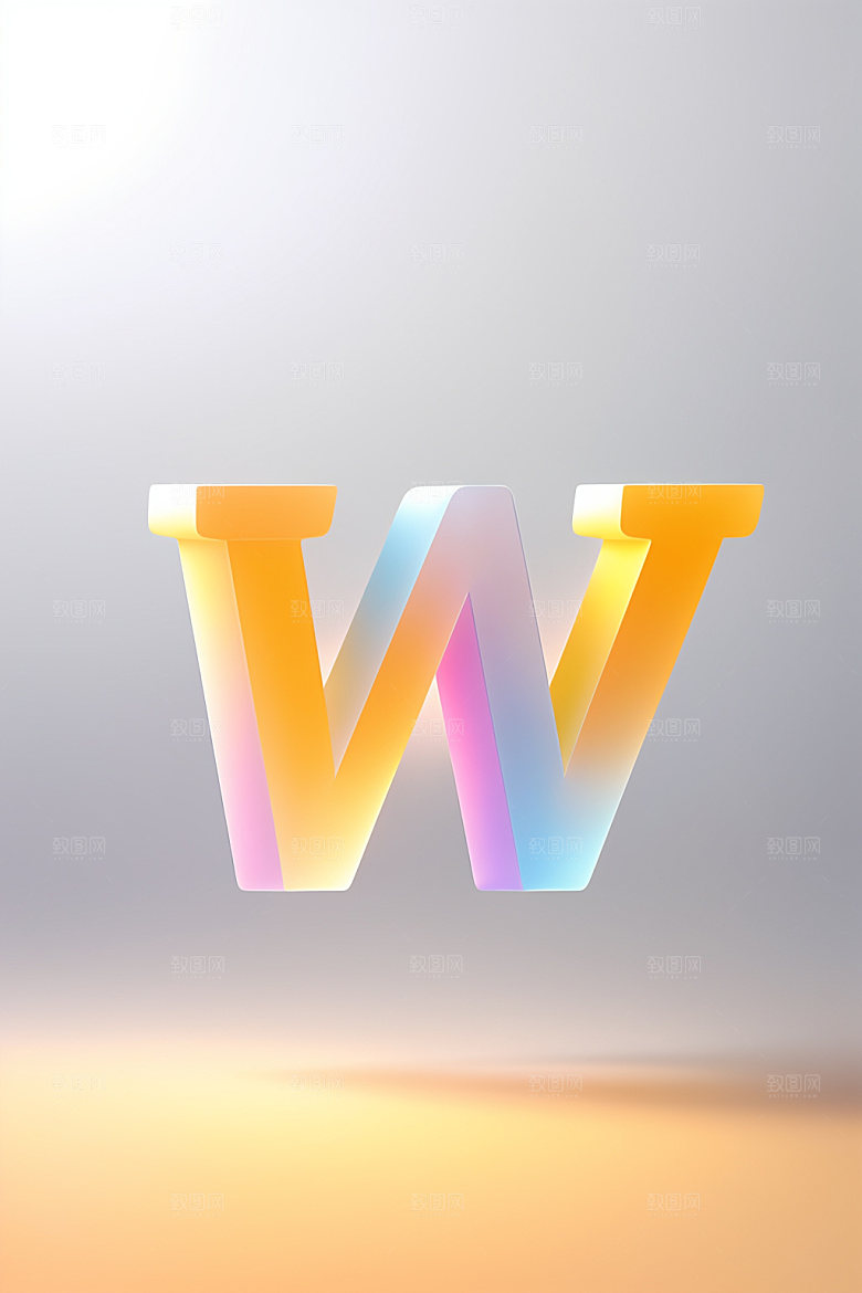 磨砂玻璃字母英文3D艺术字