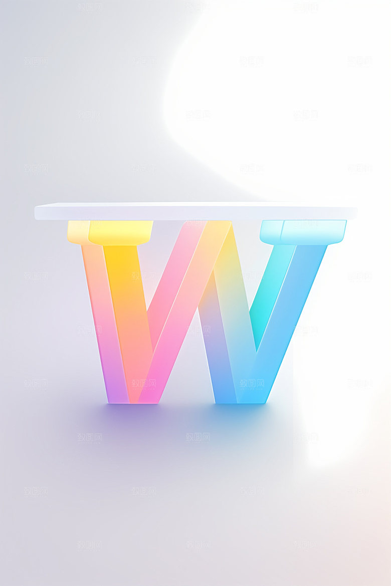 磨砂玻璃字母彩色3D艺术字