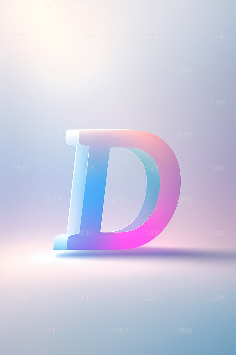 磨砂玻璃字母质感3D艺术字