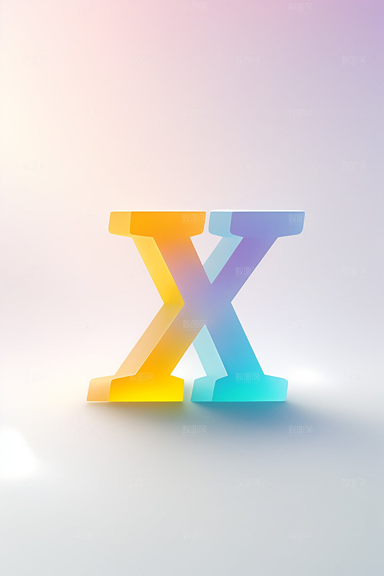 磨砂玻璃字母清爽3D艺术字