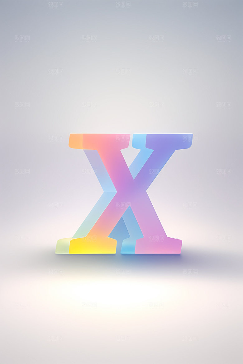 磨砂玻璃字母质感彩色艺术字