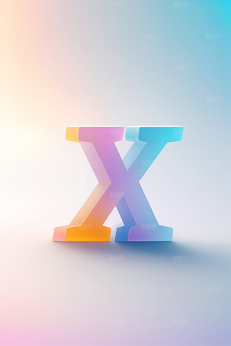 磨砂玻璃字母创意彩色艺术字