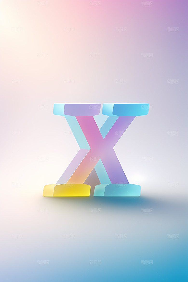磨砂玻璃字母质感彩色艺术字