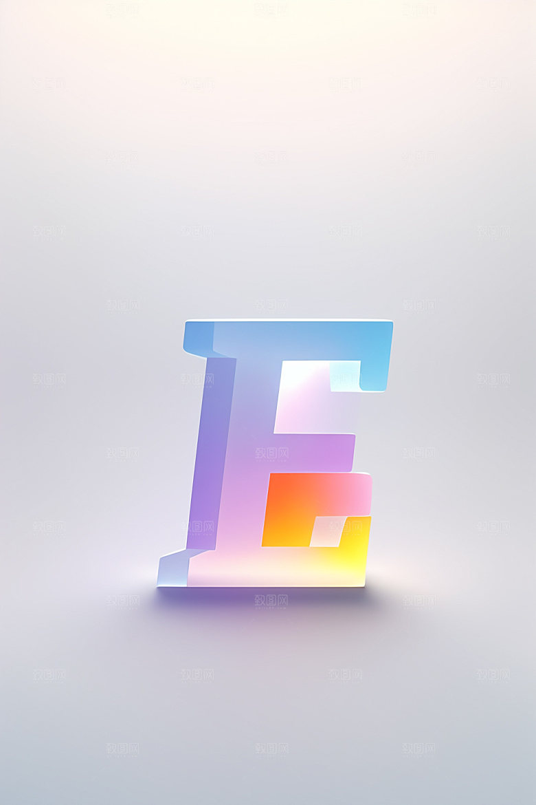 磨砂玻璃字母3D彩色艺术字