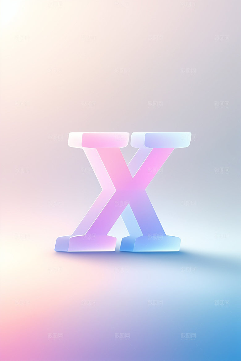 磨砂玻璃字母质感3D艺术字