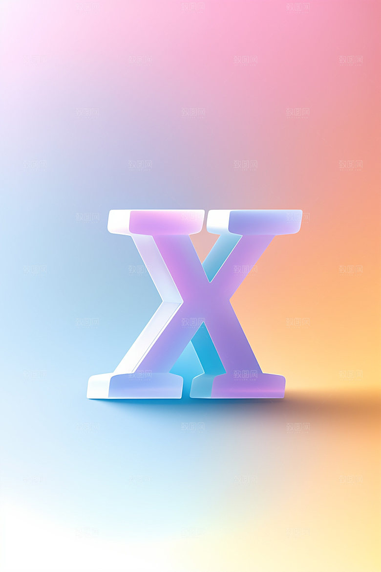磨砂玻璃字母质感通透艺术字