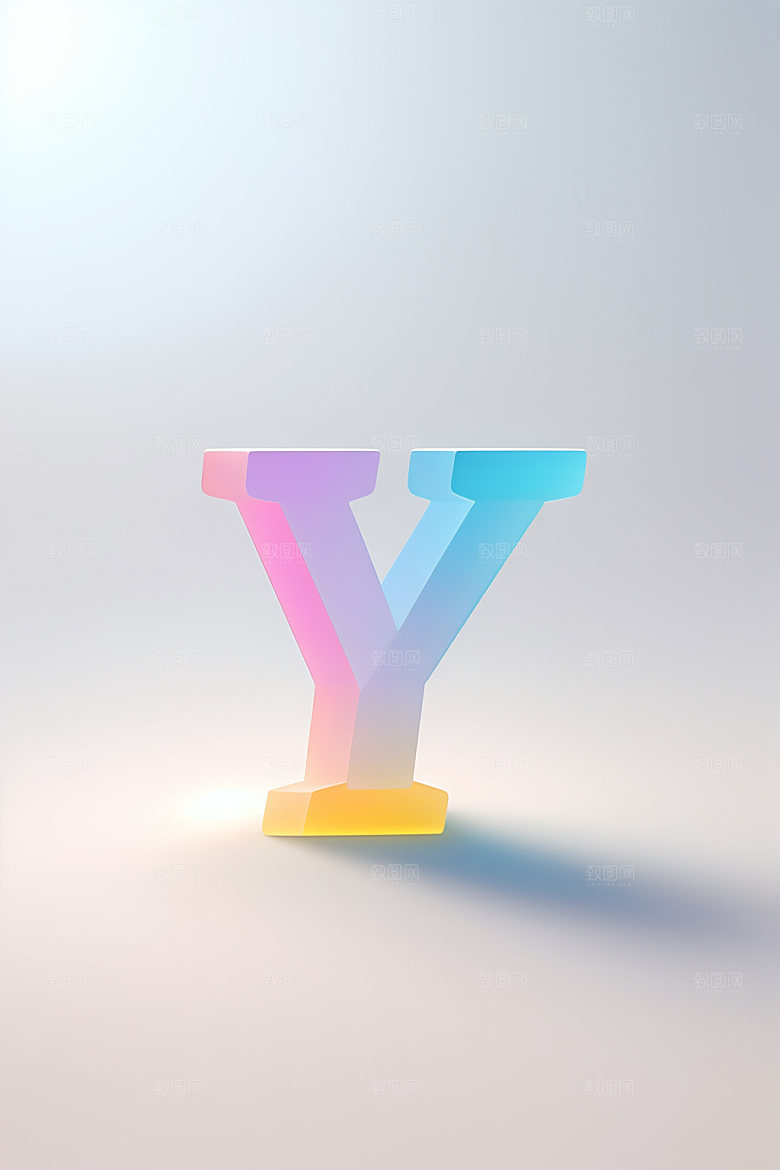 磨砂玻璃字母清爽3D艺术字