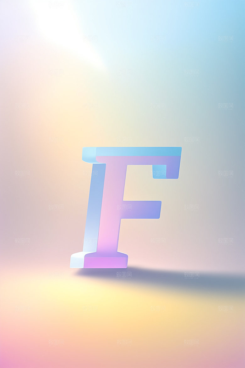 磨砂玻璃字母3D彩色艺术字