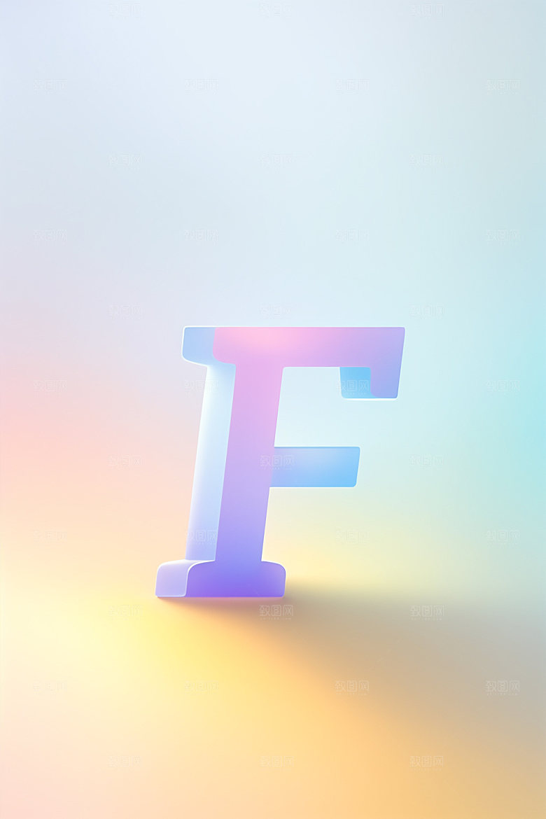 磨砂玻璃字母彩色3D艺术字
