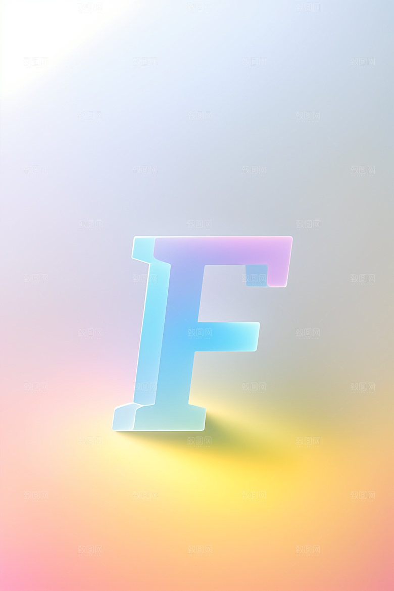 磨砂玻璃字母质感彩色艺术字