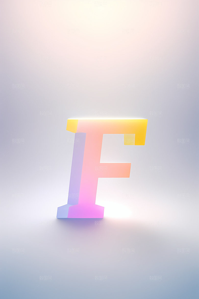 磨砂玻璃字母清爽3D艺术字