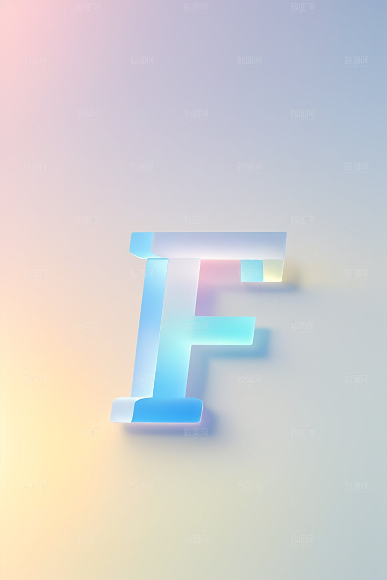 磨砂玻璃字母清爽彩色艺术字