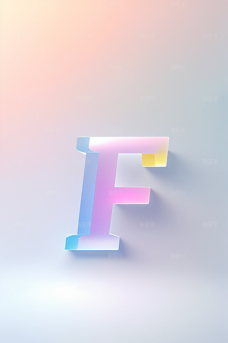磨砂玻璃字母3D彩色艺术字
