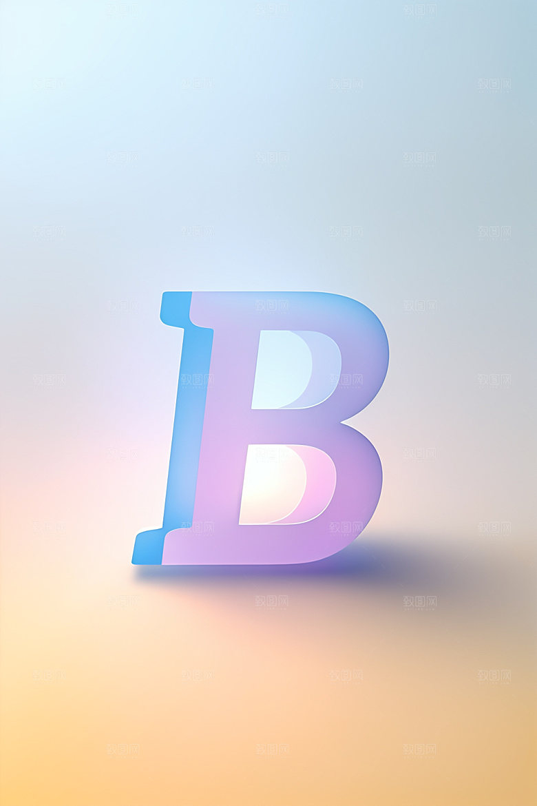 磨砂玻璃字母质感彩色艺术字