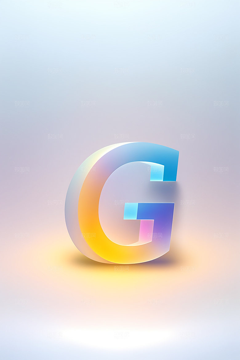 磨砂玻璃字母创意3D艺术字