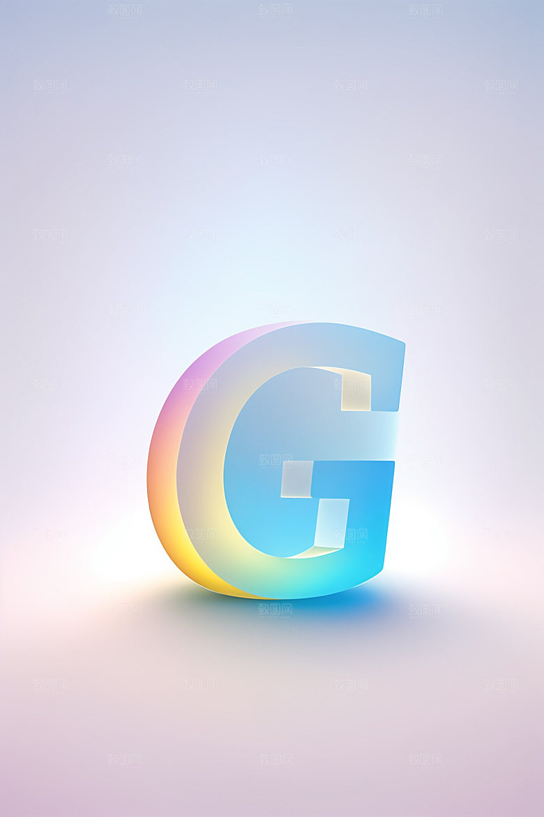 磨砂玻璃字母3D彩色艺术字