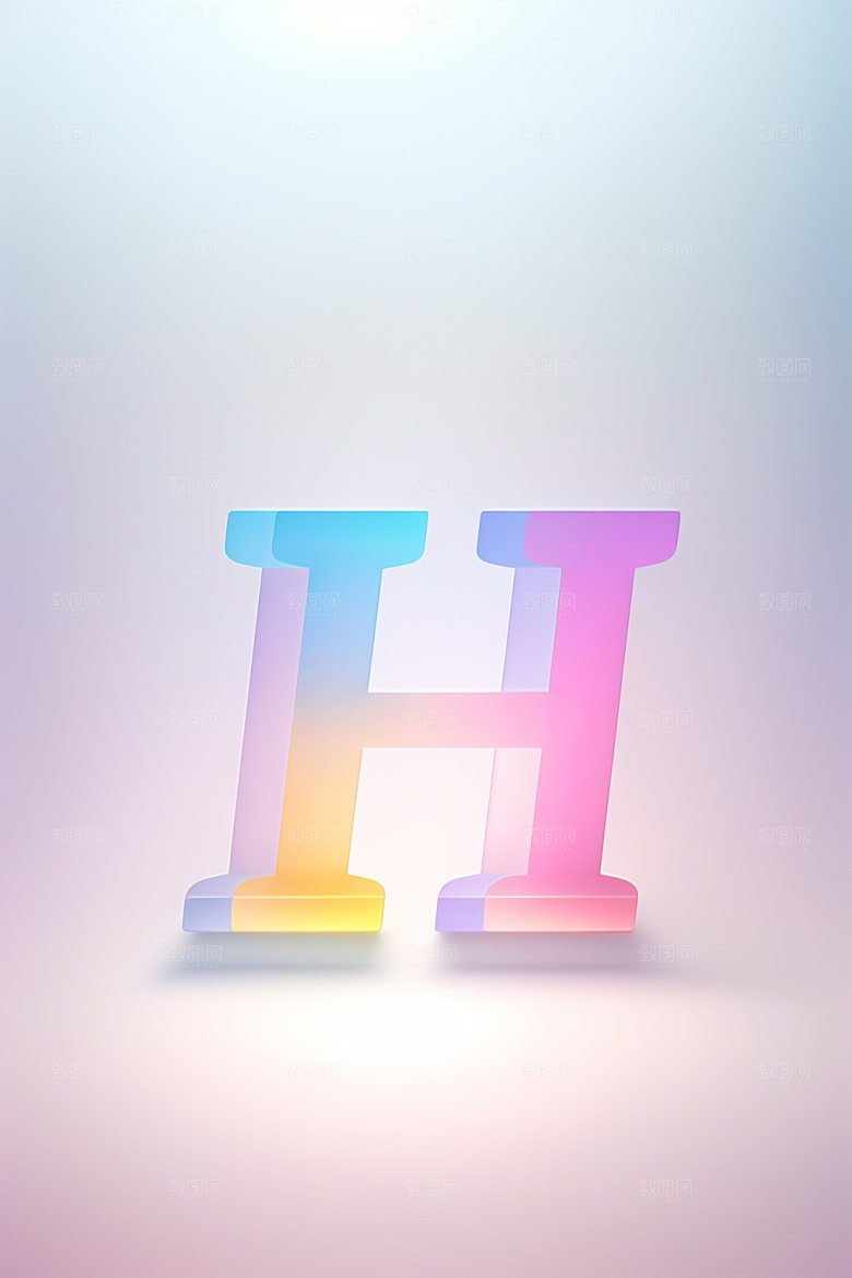 磨砂玻璃字母创意彩色艺术字