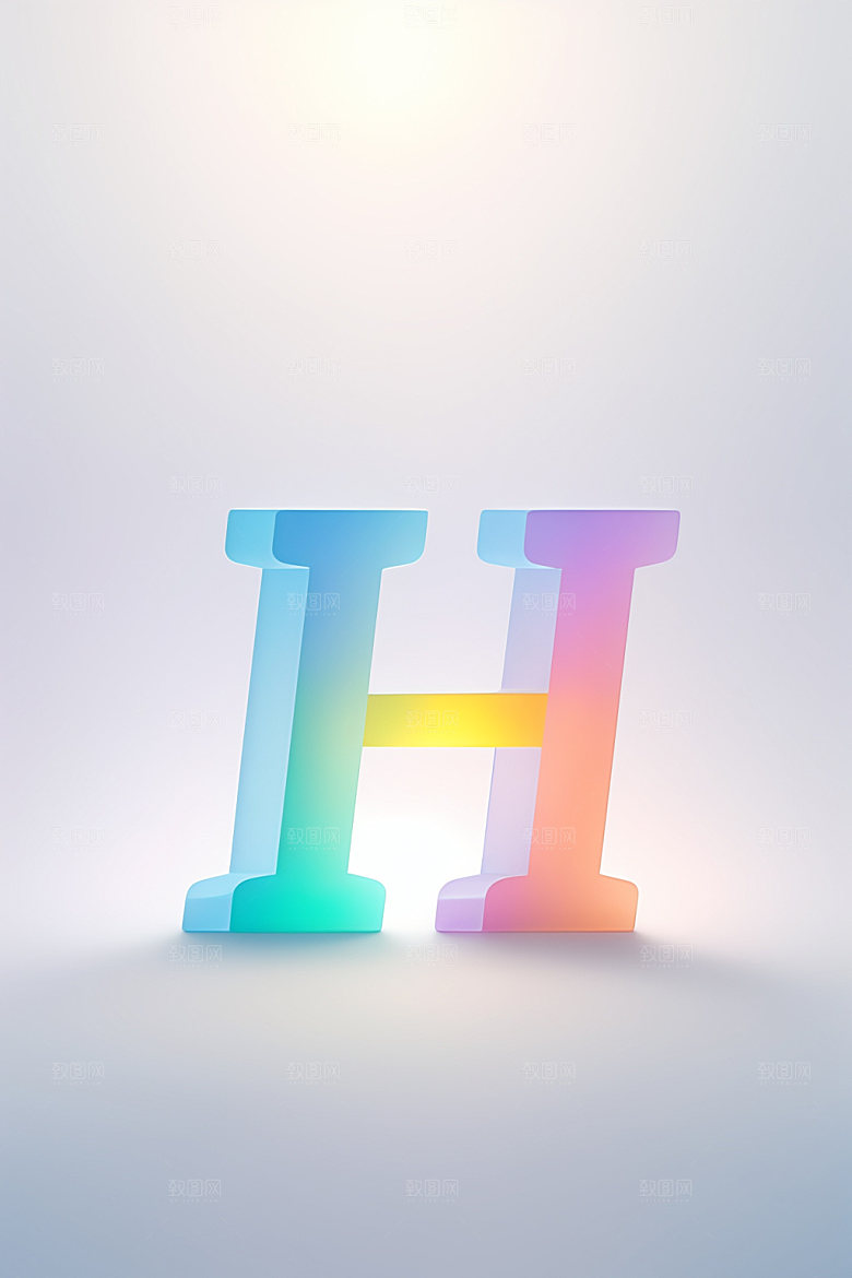 磨砂玻璃字母清爽3D艺术字