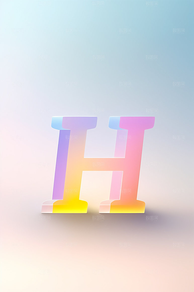 磨砂玻璃字母3D清爽艺术字