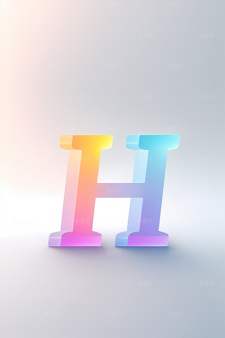 磨砂玻璃字母彩色3D艺术字