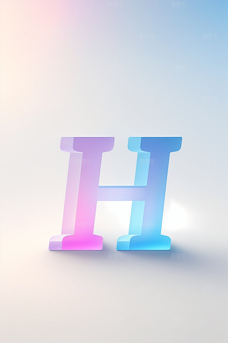 磨砂玻璃字母3D彩色艺术字