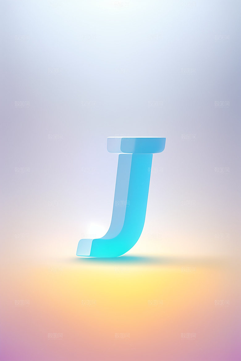 磨砂玻璃字母清爽3D艺术字