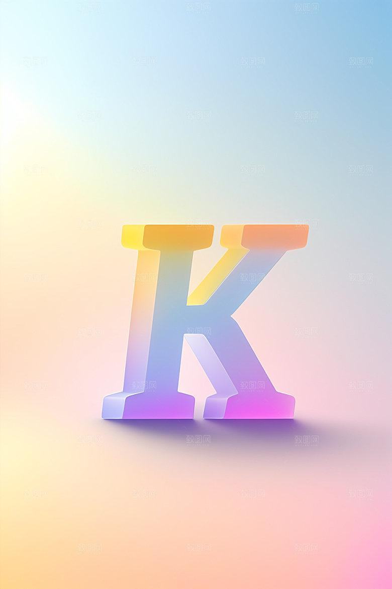 磨砂玻璃字母3D彩色艺术字